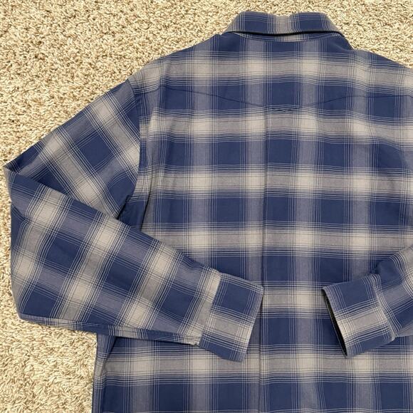 Taylor Stitch Pearl Snap Button Up Shirt Western Blue Grey Plaid Size 46 / XXL - Picture 6 of 7